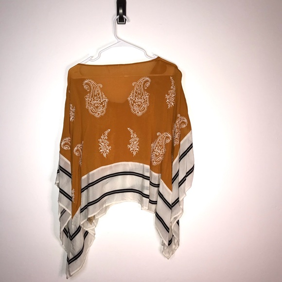 Floreat Anthropologie Mustard Embroidered Shawl - Picture 4 of 5